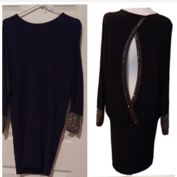 🌺Moda International Black Sheath Dress with Dolman Sleeves - Picture 1 of 14